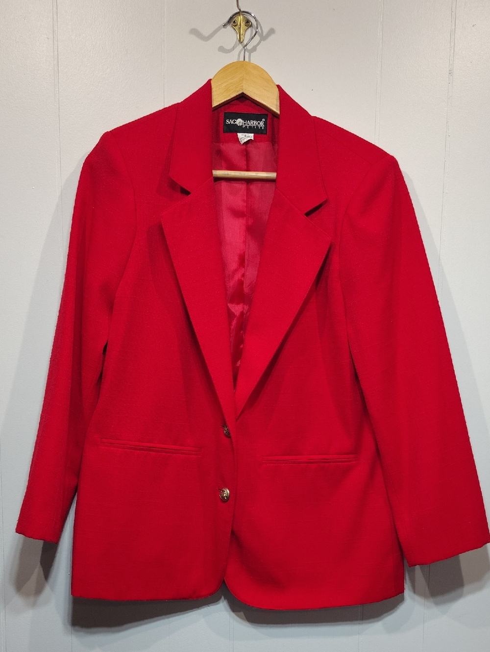 Sag Harbor Blazer Jacket Red‎ size 8 Petite Oversized Boxy Vintage